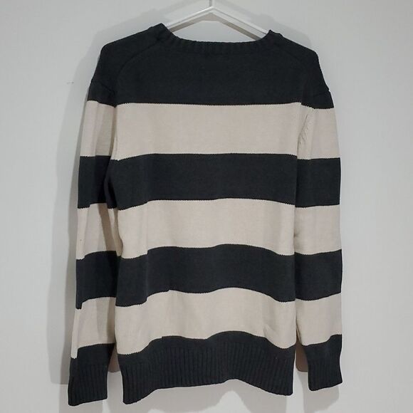 GAP Lrg Oat Stripe Crm & Gry Crew Neck Sweater - Picture 5 of 6